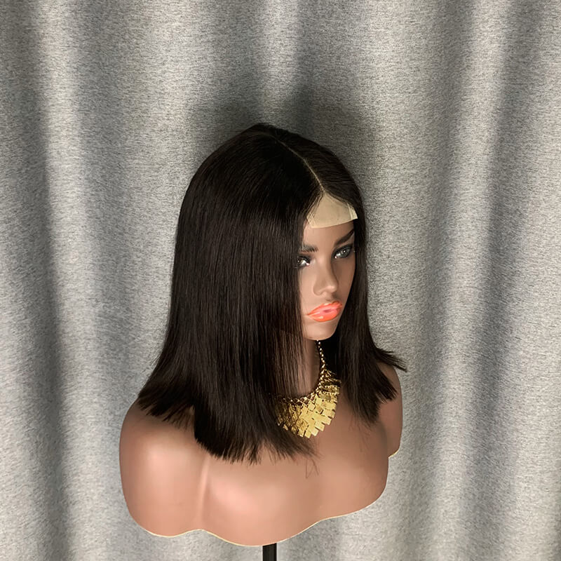 Double Drawn Kim K Wig Deep Part 2x6 Lace Closure Bob Wig Straight
