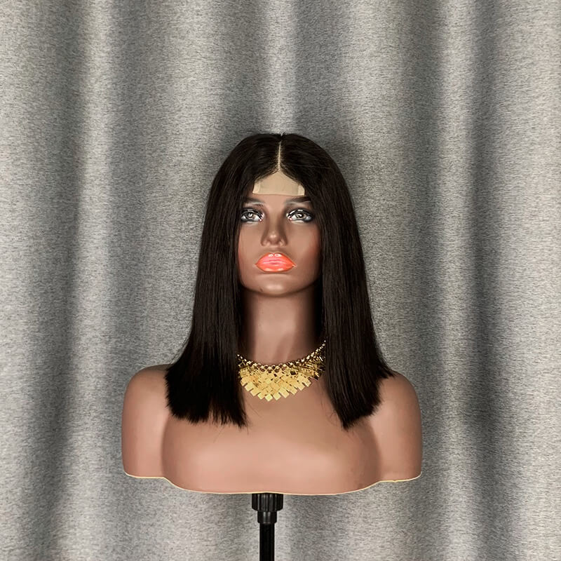 Double Drawn Kim K Wig Deep Part 2x6 Lace Closure Bob Wig Straight