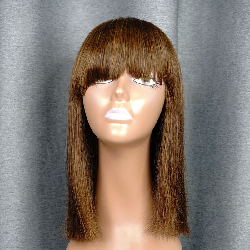 #4 Color Bang Wig Short Bob Wig Straight Hair 100% Virgin Human Hair