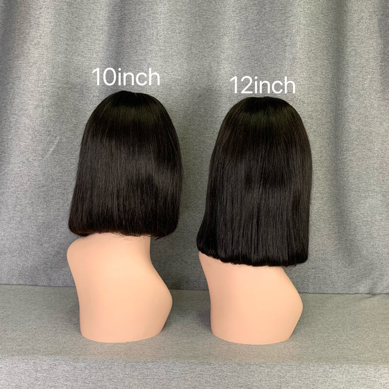 13X4 Lace Frontal Short Bob Wigs Straight Human Hair 180% Density