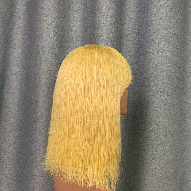 613 Blonde Bang Wig Short Bob Wig Straight Hair