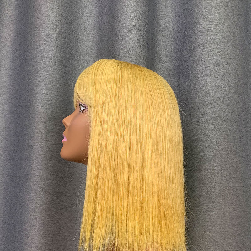 613 Blonde Bang Wig Short Bob Wig Straight Hair