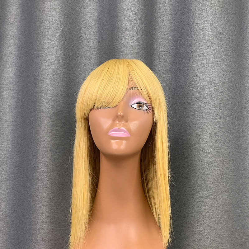 613 Blonde Bang Wig Short Bob Wig Straight Hair