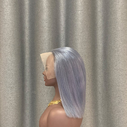 Grey Bob Wig 12 inch 13x4 Lace Front Human Hair