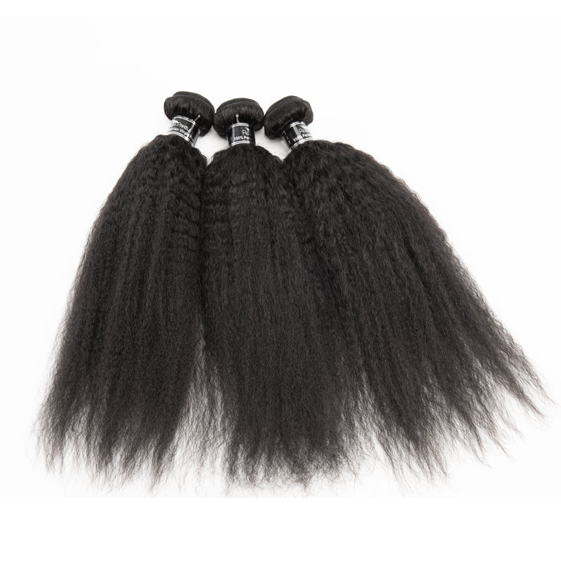 Brazilian Virgin Human Hair Kinky Straight Hair 3 Bundles Beauty Hairstyle