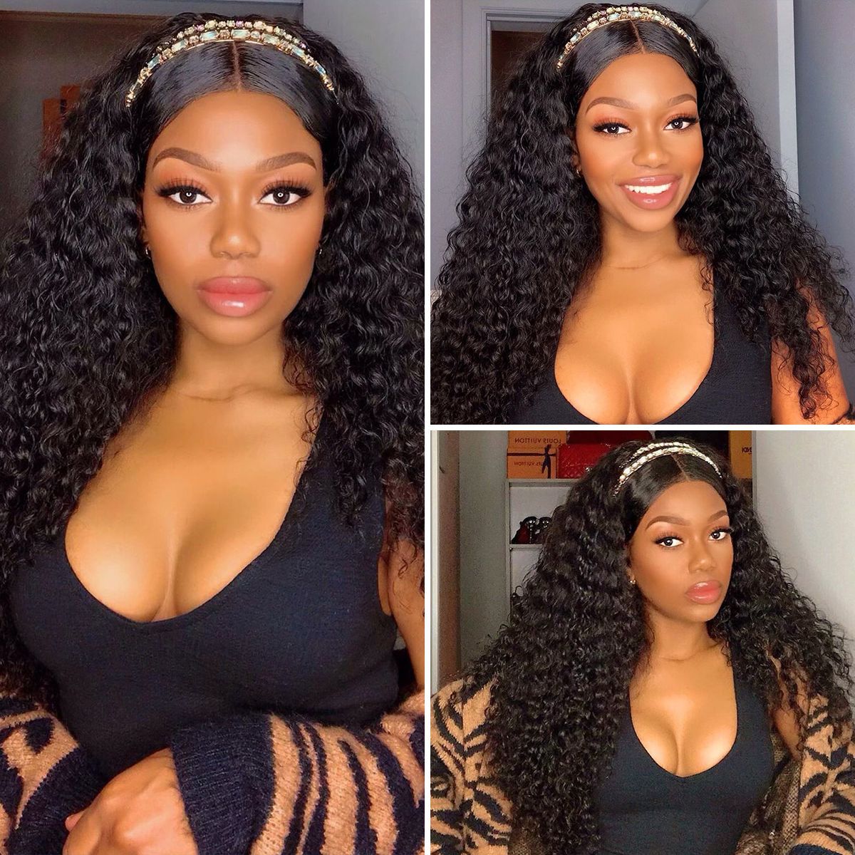 Headband Hair Wig Kinky Curly 