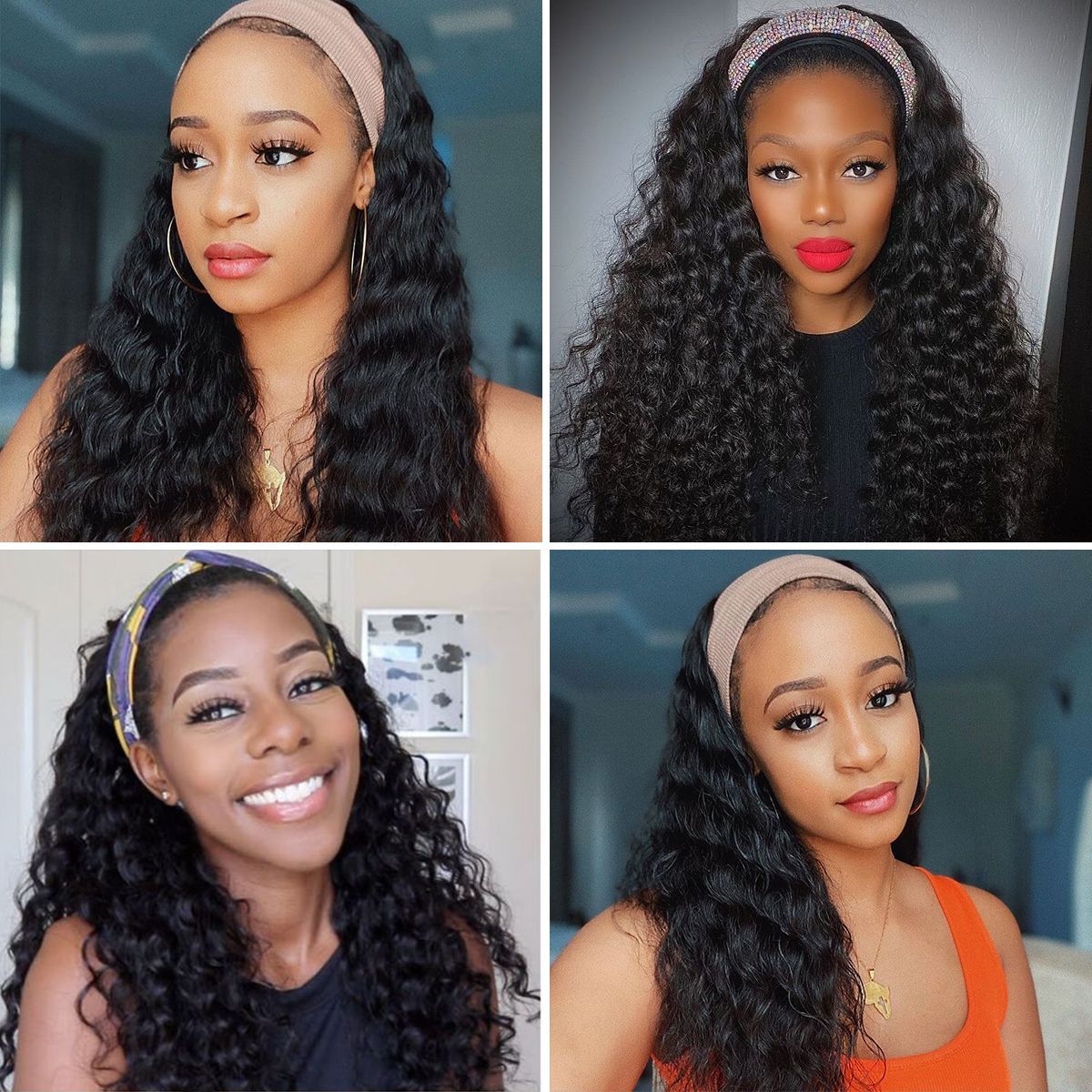 Headband Wig Loose Deep Wave Human Hair Gluless Wig - Ross Pretty Hair Official