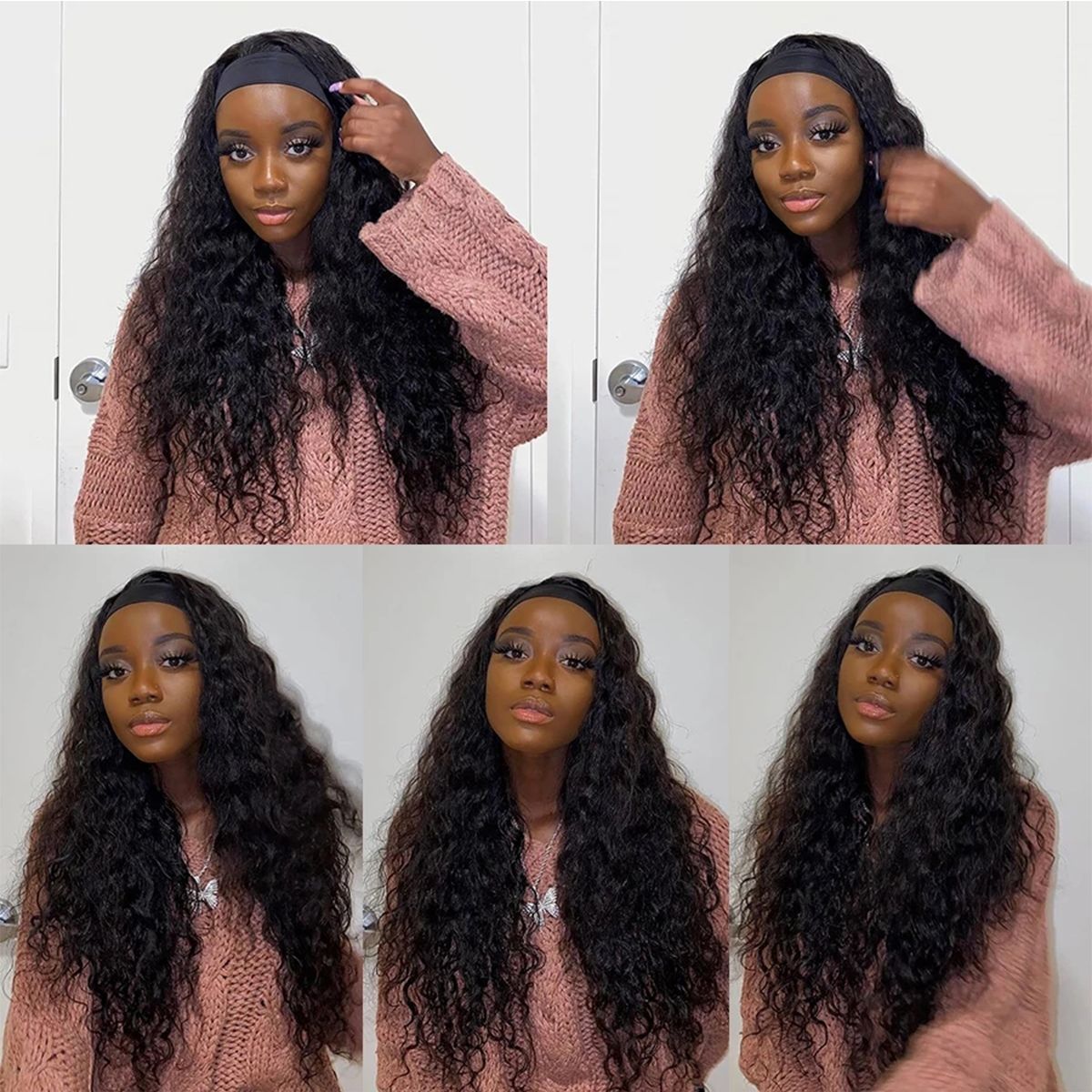 Headband Wig Loose Deep Wave Human Hair Gluless Wig - Ross Pretty Hair Official