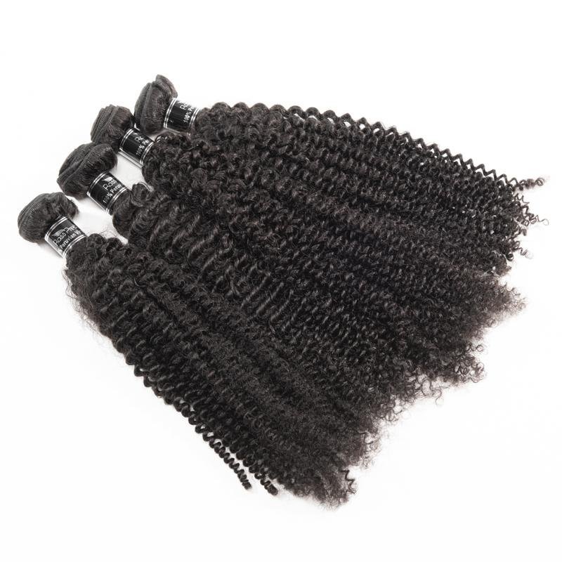 Kinky Curly Hair 3 Bundles With Closure Brazilian 100% Virgin Human Hair Bundles - Ross Pretty Hair Official