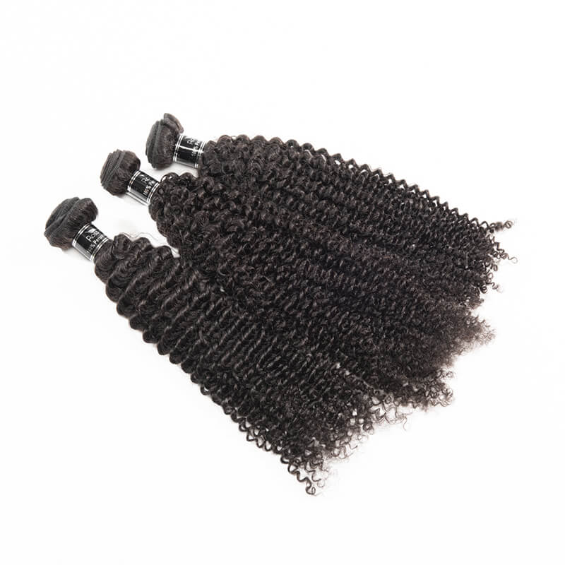 Brazilian Kinky Curly Hair 3 Bundles 100% Virgin Hair Weave Natural Color