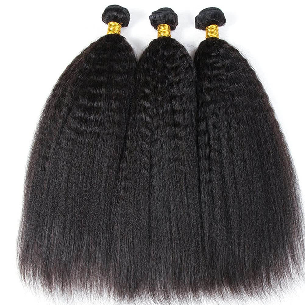 Peruvian Kinky Straight Hair 3 Bundles Beauty Hairstyle Virgin Human Hair