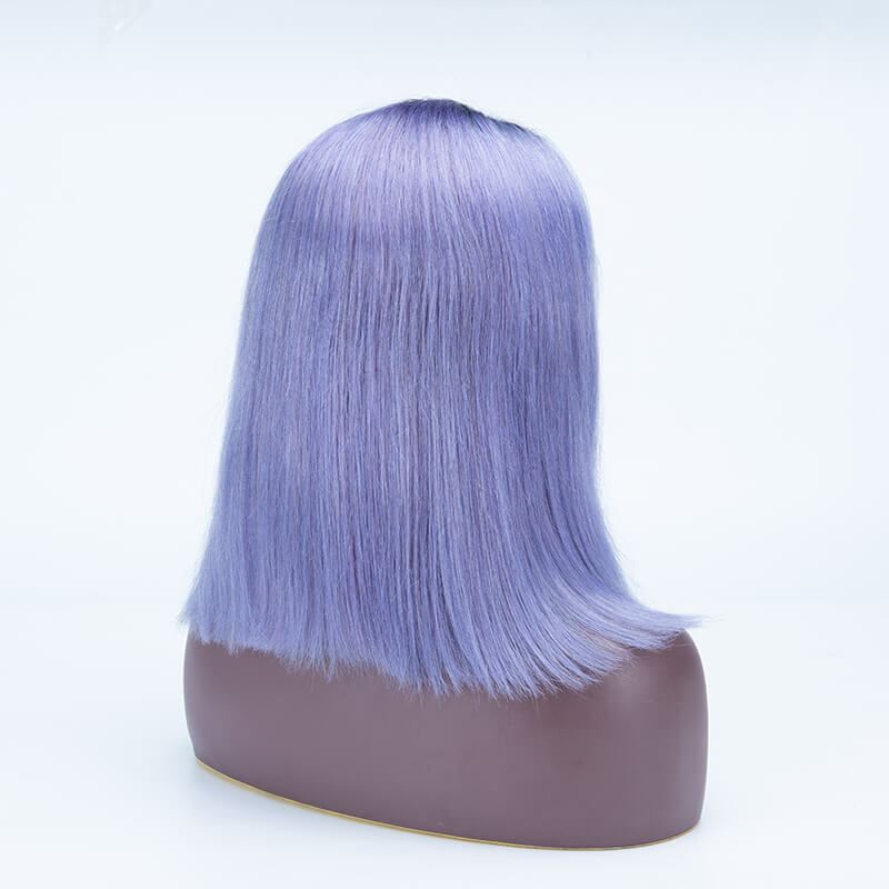 1B Lilac Color Bob Straight Hair 13×4 Lace Front Wigs Human Hair