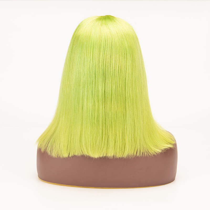 Bob Straight Fluorescence Green Color Hair 13×4 Lace Front Wigs