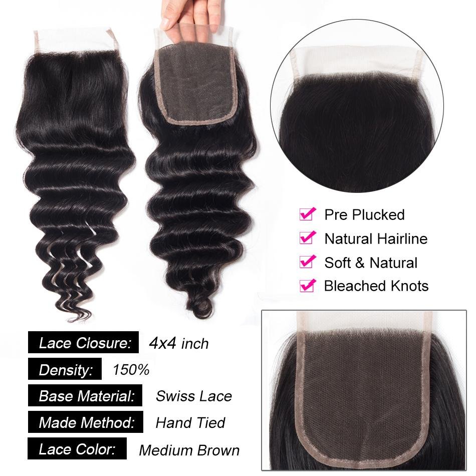 Loose Deep Closure Human Hair Extensions Brazilian Loose Deep Closure - Ross Pretty Hair Official