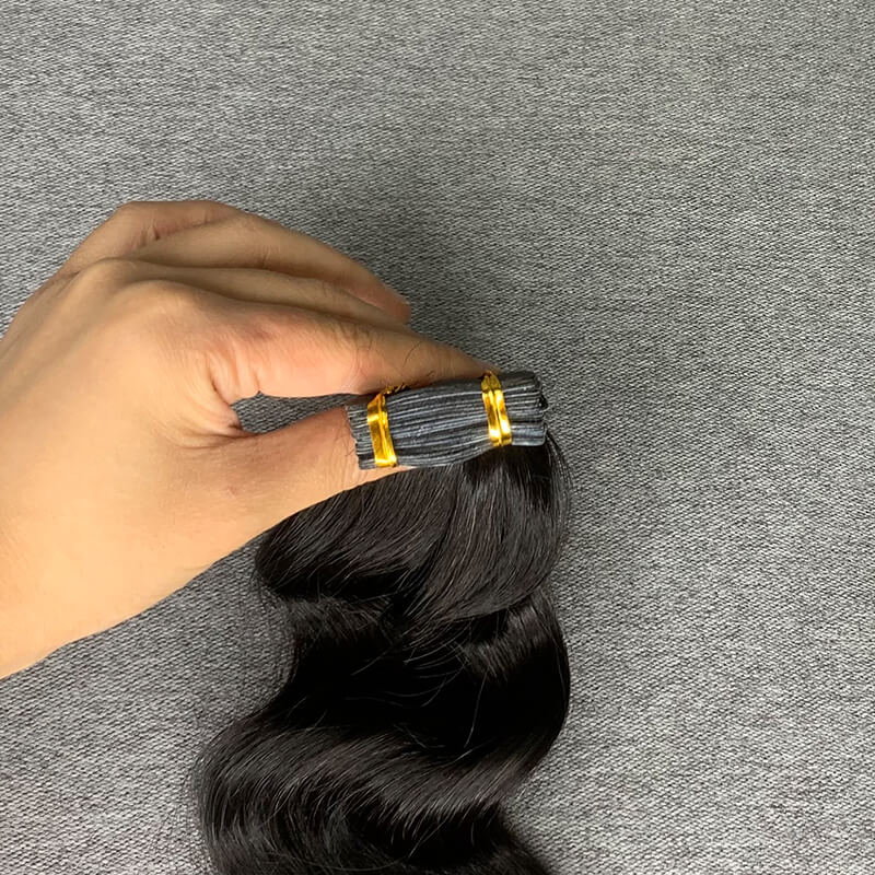 #1b Loose Deep Tape In Human Hair Extensions 20 Pieces/ Pack