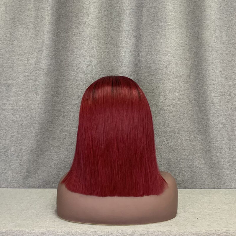 short burgundy bob wig 14 inch