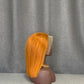 Orange Bob Wig Straight 13x4 Lace Front Human Hair