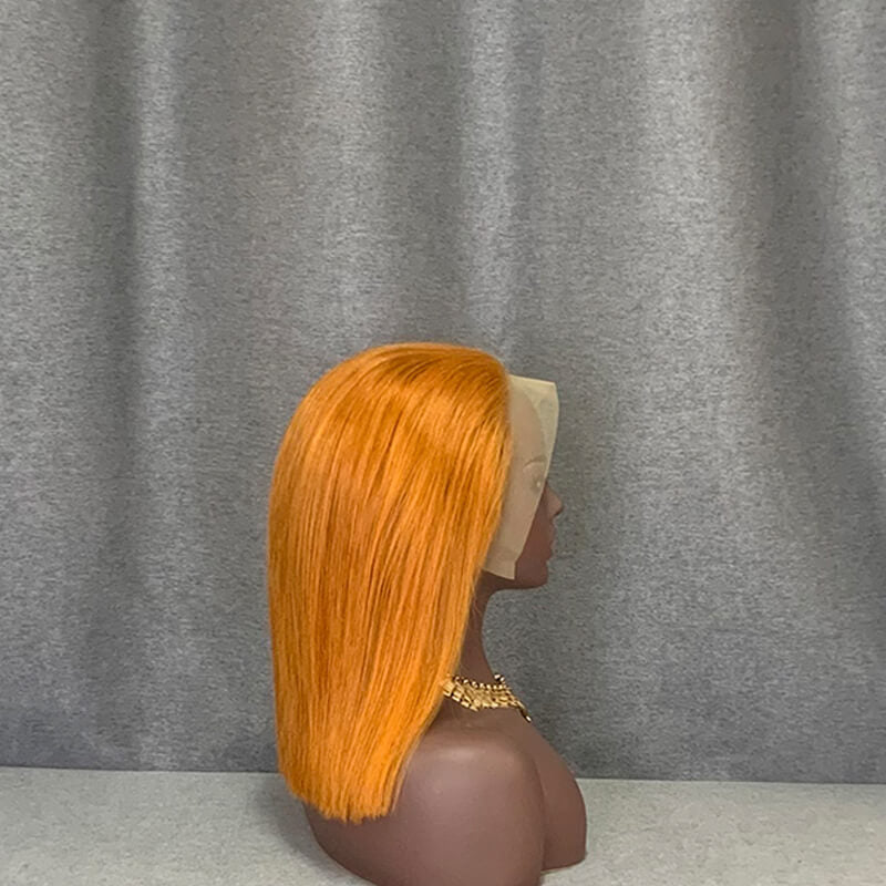 Orange Bob Wig Straight 13x4 Lace Front Human Hair