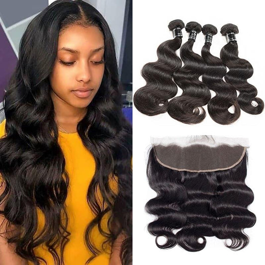 Peruvian Body Wave Hair 4 Bundles With 13X4 Frontal Hair Weave Bundles With Frontal - Ross Pretty Hair Official