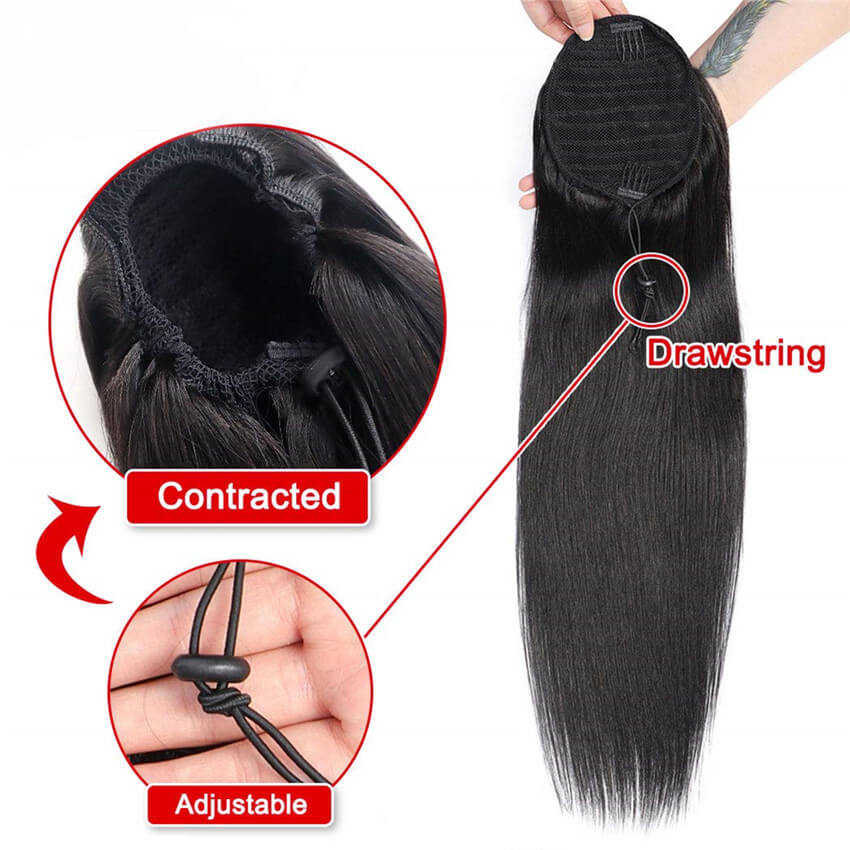 Straight Hair Ponytail Clip in Ponytail Extension Wrap Around Long Straight Ponytail Hair