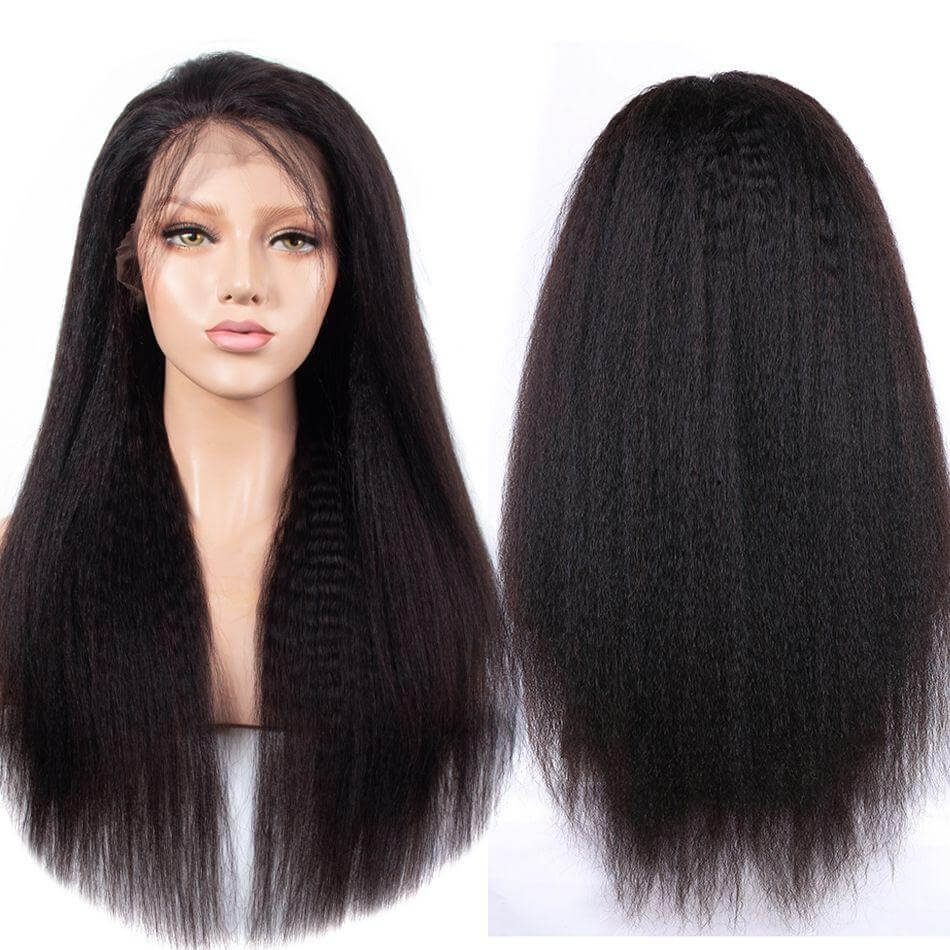 Popular 360 Lace Frontal Wigs Pre Plucked Kinky Straight