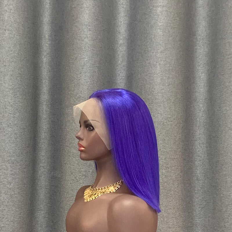 Purple Bob Wig 12 inch 13x4 Lace Front Human Hair