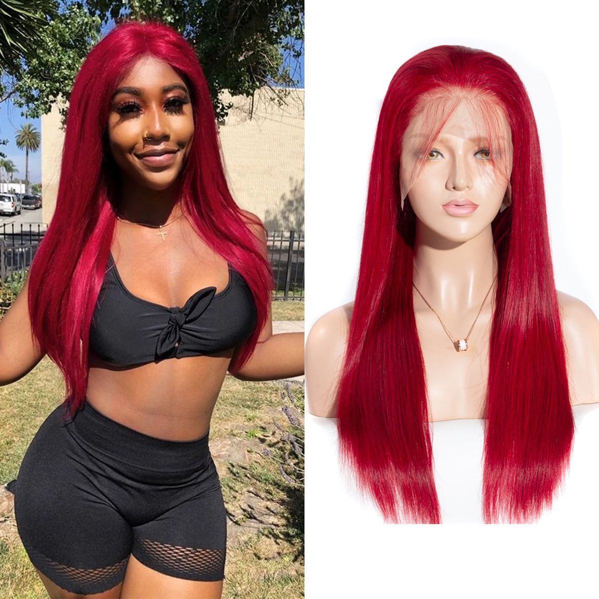 Red 13×6 Lace Front Wig Straight