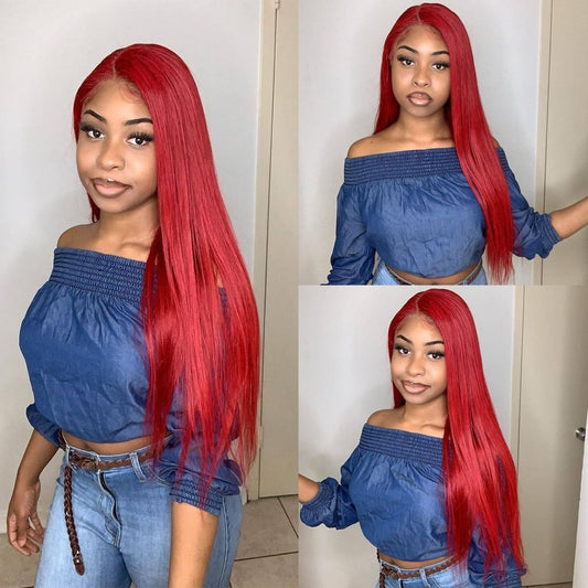 Red 13×6 Lace Front Wig Straight