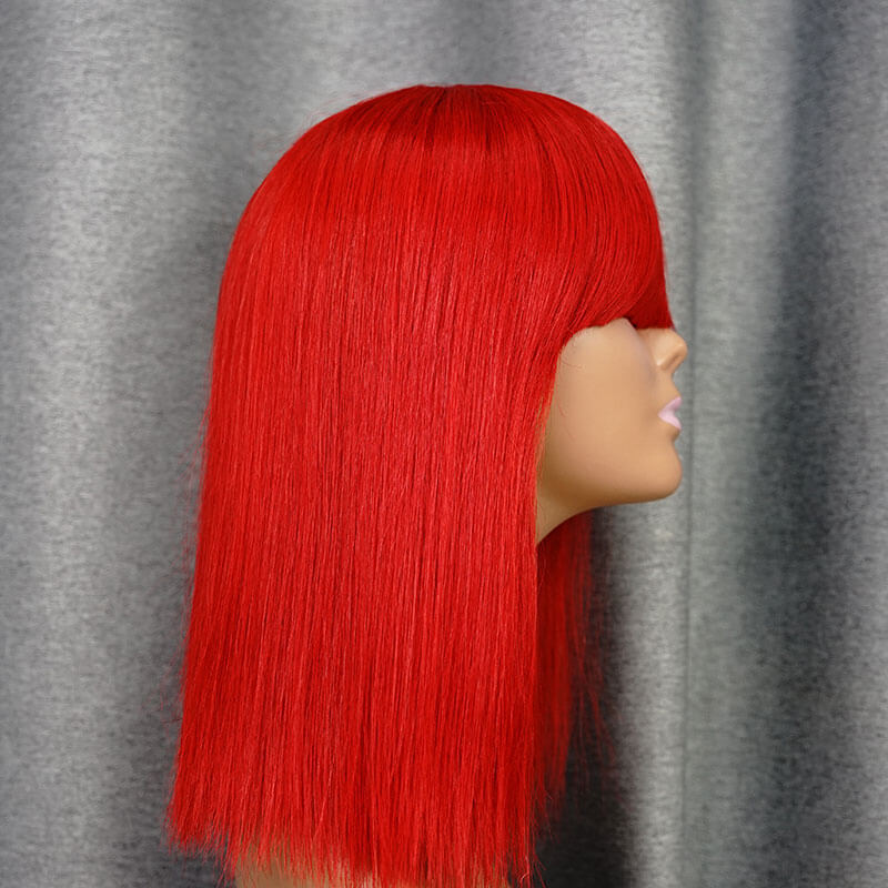 Red Bang Wig Short Bob Wig Straight Hair