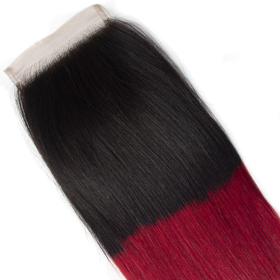 Ross Pretty hair 4*4 Lace Closure 1b red Human Hair swiss closure - Ross Pretty Hair Official