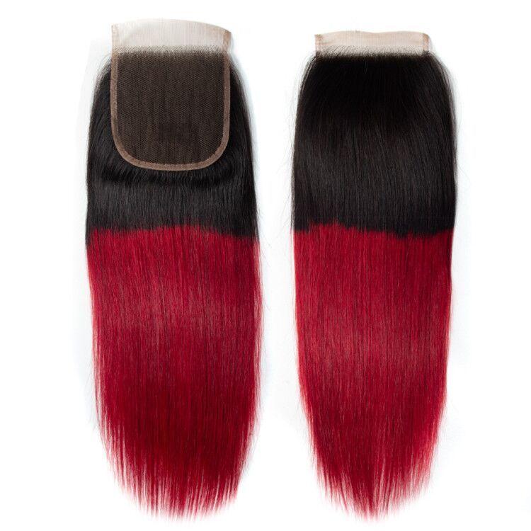 Ross Pretty hair 4*4 Lace Closure 1b red Human Hair swiss closure - Ross Pretty Hair Official