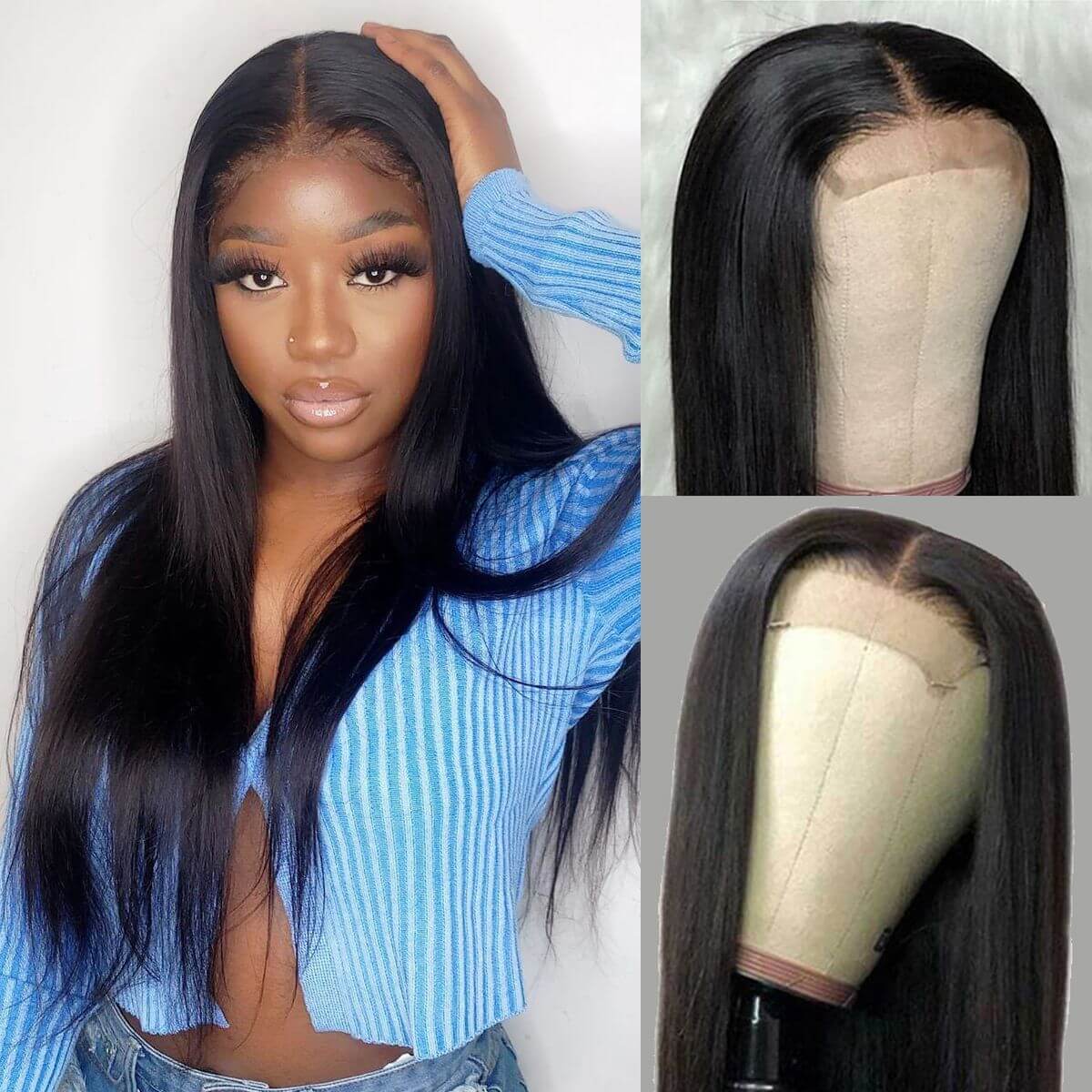 Straight 4×4 Transparent Lace Closure Wig Soft Human Hair