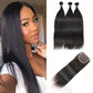 Straight Brazilian Human Hair 3 Bundles With Closure Remy Virgin Hair With Closure - Ross Pretty Hair Official