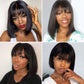 Straight Hair Short Bob Wigs With Bangs 