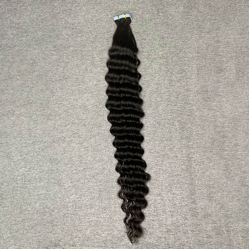 #1b Deep Wave Tape In Human Hair Extensions 20 Pieces/ Pack