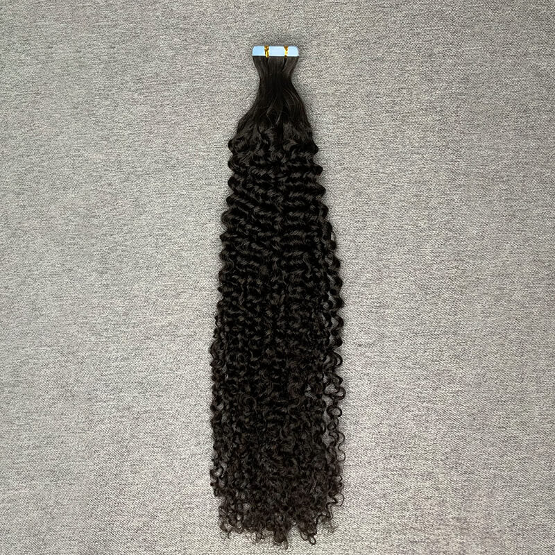 #1b Kinky Curly Tape In Human Hair Extensions 20 Pieces/ Pack