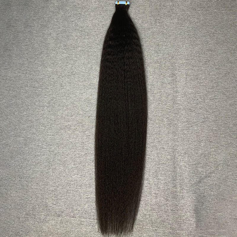 #1b Kinky Straight Tape In Human Hair Extensions 20 Pieces/ Pack