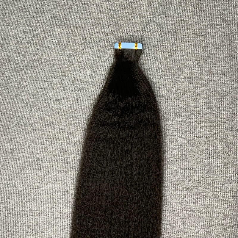 #1b Kinky Straight Tape In Human Hair Extensions 20 Pieces/ Pack