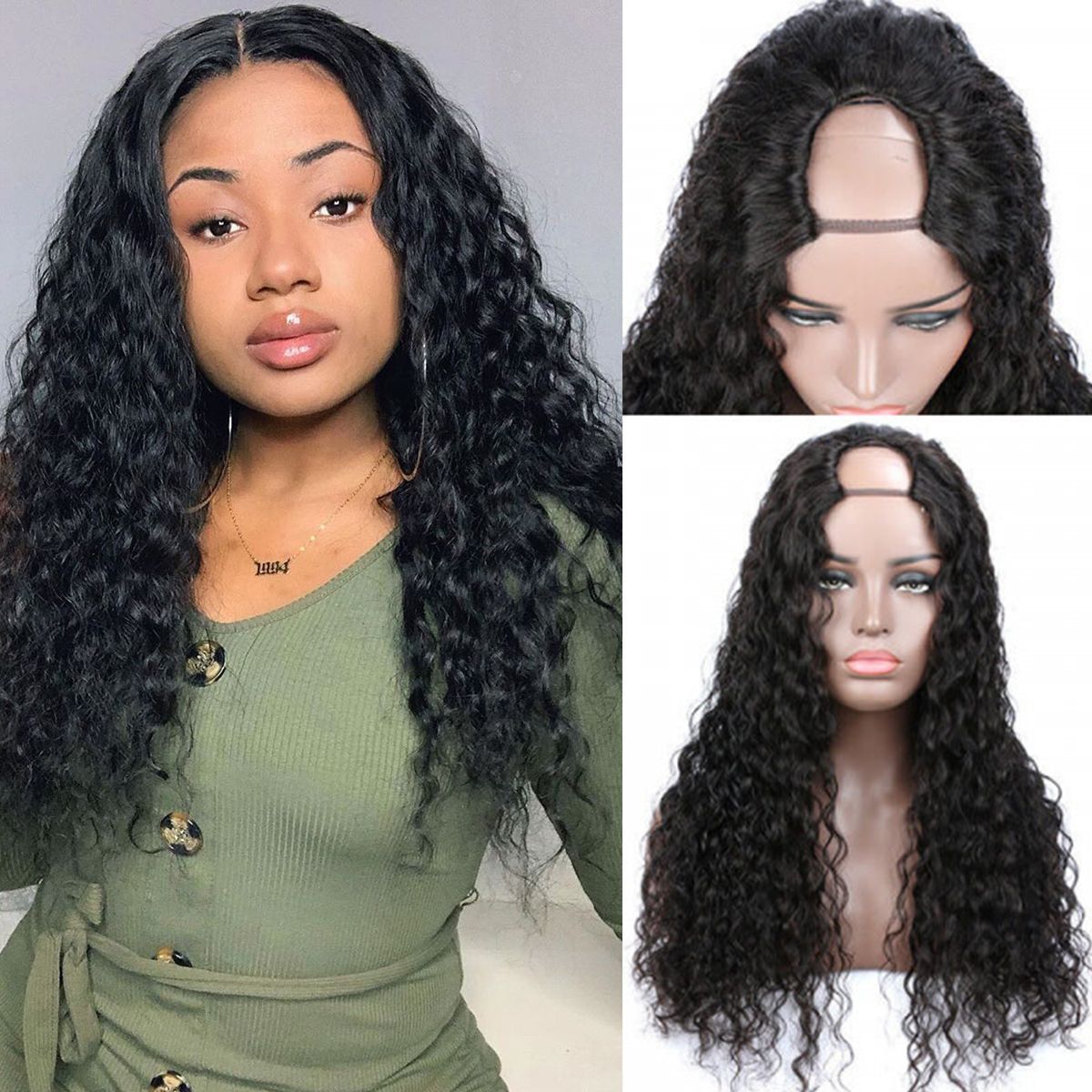 Brazilian U Part Water Wave Wigs