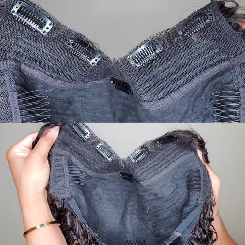 V U Part Wig Kinky Straight Hair Wigs 100% Soft Human Hair Brazilian