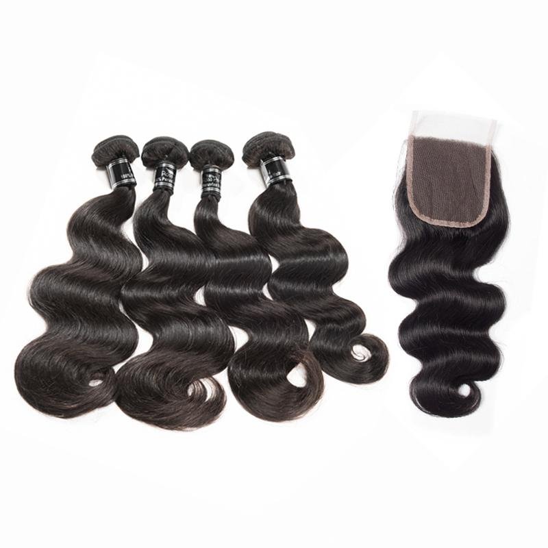 Virgin Brazilian Body Wave 4 Bundles With Closure Mink Body Bundles - Ross Pretty Hair Official