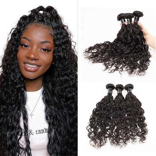 Virgin Hair 3 Bundles Peruvian Water Wave Wet And Wavy Human Hair Weave Bundles