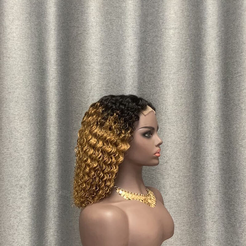 1b/30 Bob Wig Water Wave 4x4 Lace Closure Wig