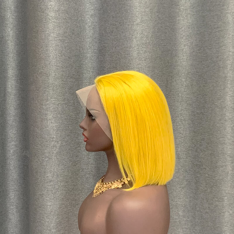 Yellow Bob Lace Front Wig Human Hair