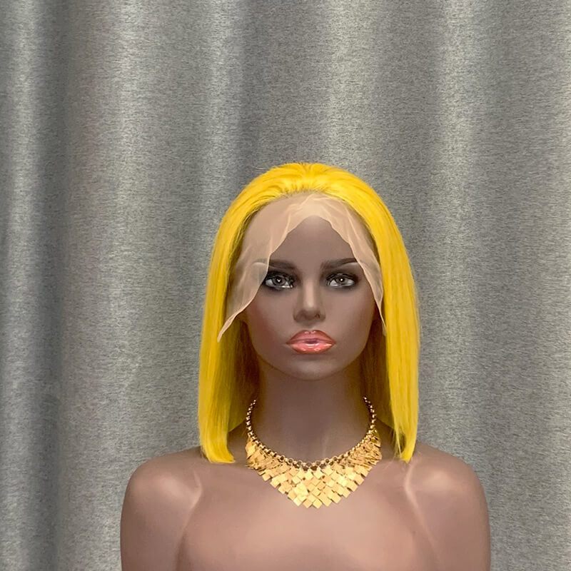 Yellow Bob Lace Front Wig Human Hair